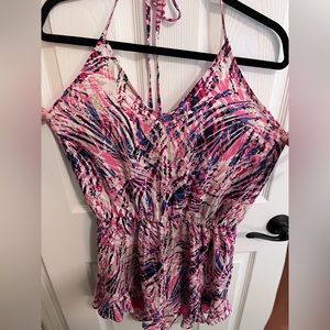 Buddy love halter v neck ruffle romper